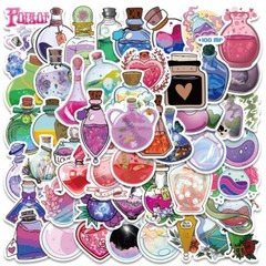 50pcs Potion Jar Stickers, Magic Beverage Drink Tube Poison, Waterproof, 216