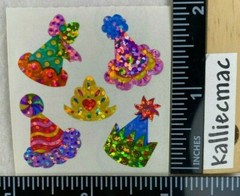 Sandylion SPARKLE PARTY HATS Stickers 1 SQUARES BIRTHDAY & CELEBRATIONS