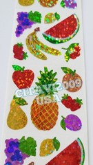 HAMBLY STUDIOS PRISMATIC STICKERS FRUIT FOOD BANANA PEAR ORANGE VINTAGE RARE.