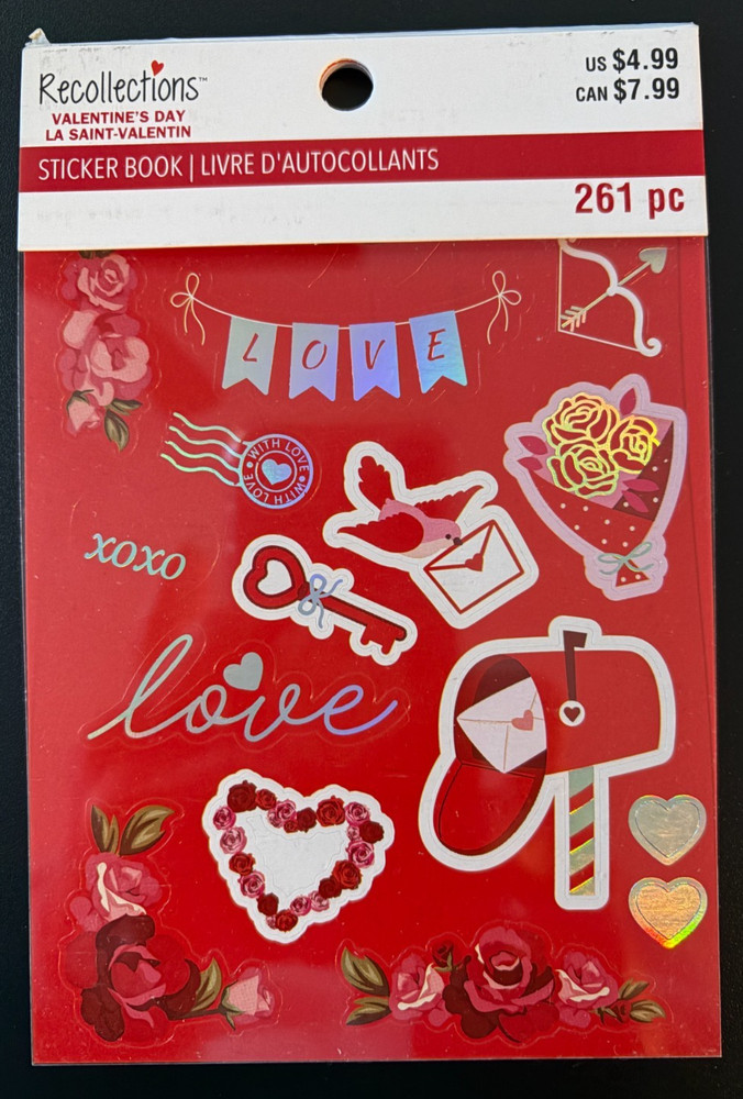 RECOLLECTIONS VALENTINE’S DAY STICKER BOOK 261 PC STICKERS 12 SHEETS ROMANCE