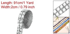 0.79 Inch x 1 Yard Crystal Rhinestone Sticker Ribbon White