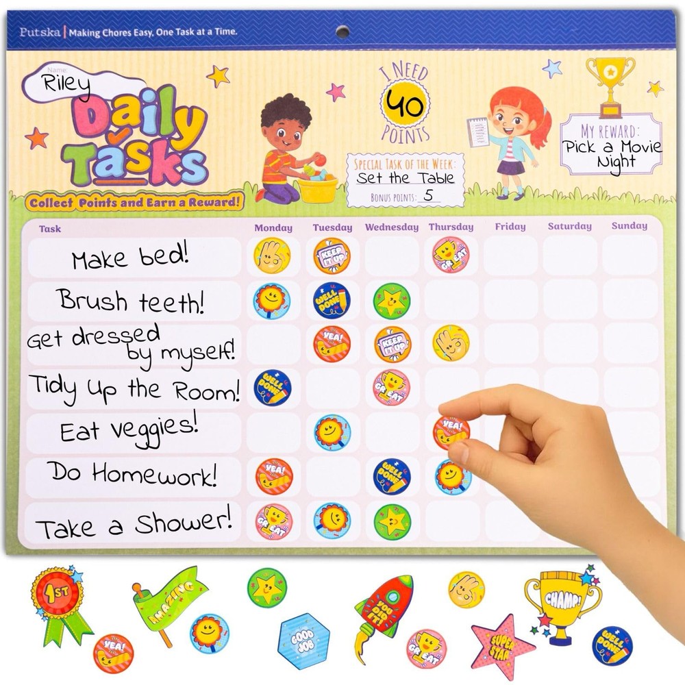 Potty Training & Reward Chart for Kids – 26 Toddler Charts & 1,528 Stickers –…