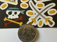 PIRATES TREASURE Stickers(30pc) •Skull & Crossbones•Gold•Swords •Map•Card Making