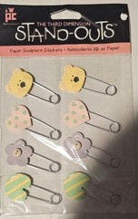 Provo Craft Third Dimension Stand-Outs Baby Diaper Pin Stickers Scrapbook Crafts