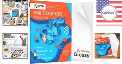 Glossy White Printable Vinyl Sheets – 50 Count, Perfect for Indoor & Outdoor Use