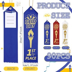 90 PCS Field Day Ribbons 1st 2nd 3rd Place 8×2 Inch Award Card String Set