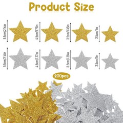Gold Silver Glitter Foam Stickers Star Self Adhesive Kids Party Decorations