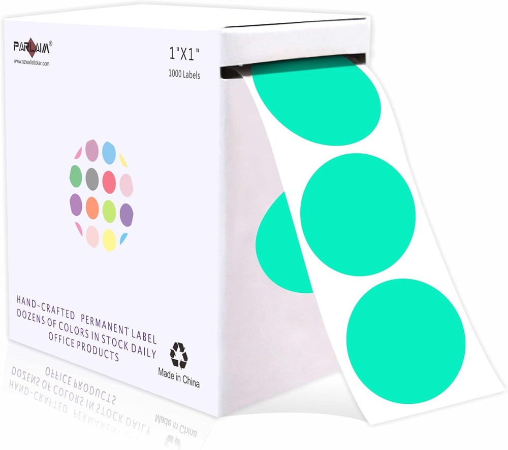 1 Inch round Permanent Adhesive Color- Dot Stickers,1000 per Roll Dots Label Dis