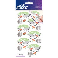 Scrapbooking Crafts Stickers Sticko Stork Baby Announcement Boy Scratch Off