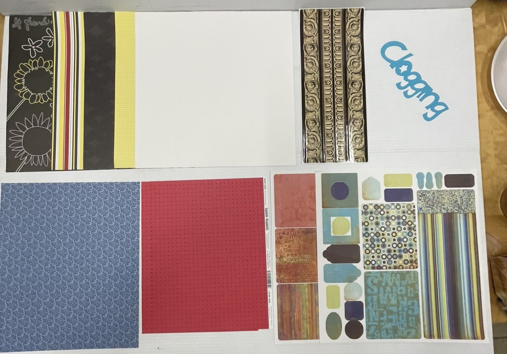 Lot of 13 Scrapbooking 12 X 12 Paper, Stickers, Die Cuts, Mixed Theme Pre-owned