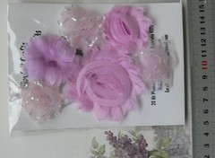 PLUM MAUVE Fabric Flower Mix – 6 Pk Organza 40-60mm NJC G4 EB