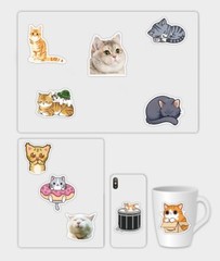 100 pcs Cute Cat Stickers, Hydro flask laptop no residue, 086