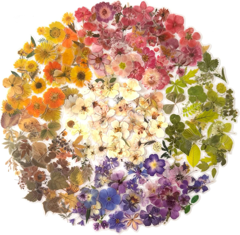 Pressed Flower Stickers Set, 270PCS Dried Flowers Waterproof Stickers Decals Flo