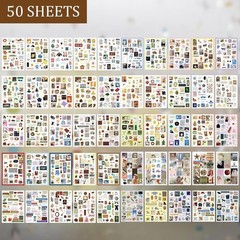 Vintage Scrapbook Sticker Book 50 Sheets 1300+ Cute Elements for Journaling C…