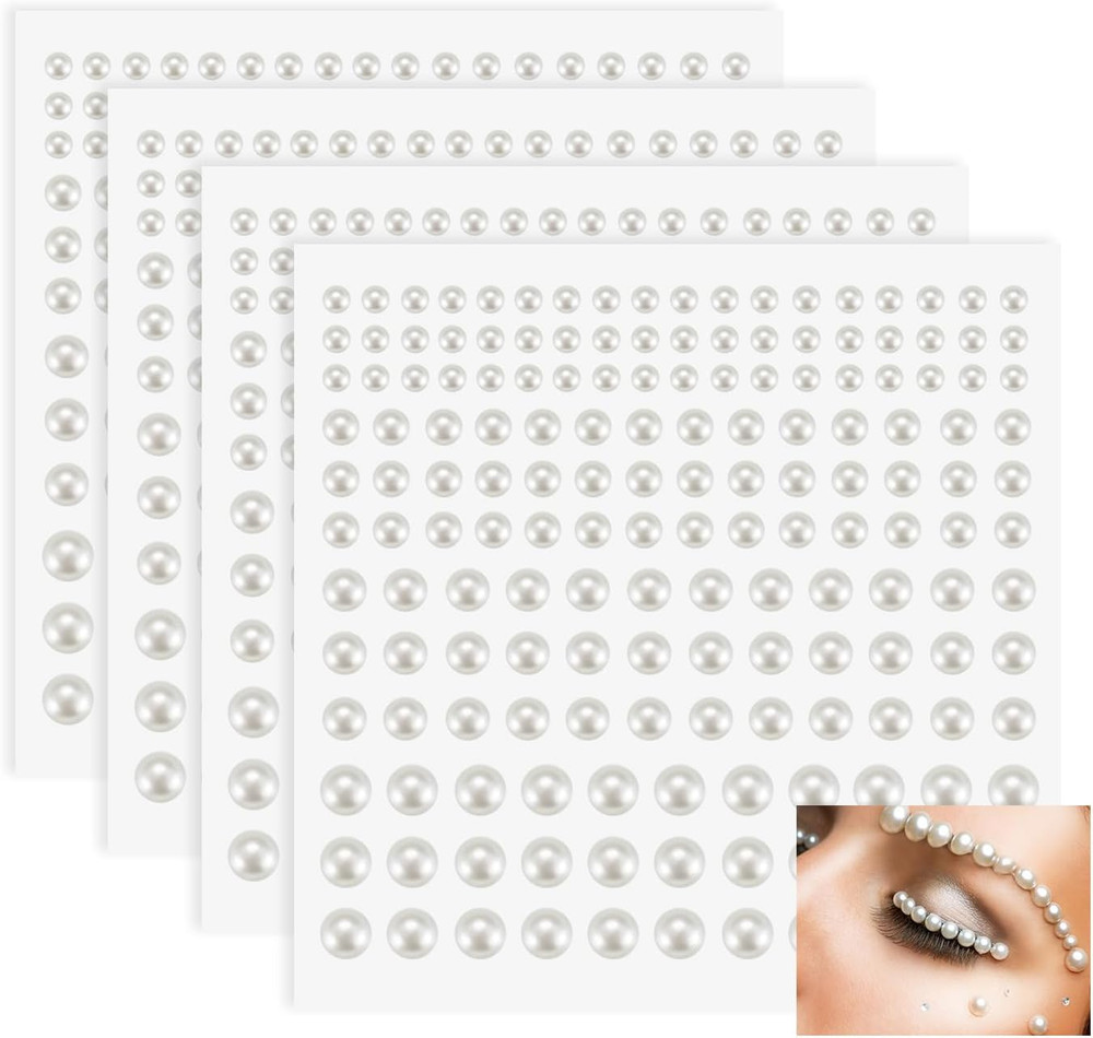 660Pcs Self Adhesive Pearl Stickers Flat Back Pearls for Craft Hair Face Makeup