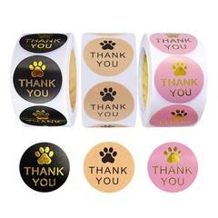 3 Rolls 1″ Round Kraft Paws Print Thank You Stickers Labels Hot Stamping For Tag