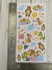 Stickers Happy Birthday Animals Party Cake Matte Finish Paper Foil Accents New
