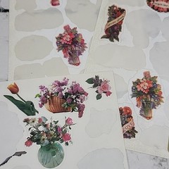 Scrapbooking Stickers Loose Lot Partial Sheets Romance Floral Teacups Antiques
