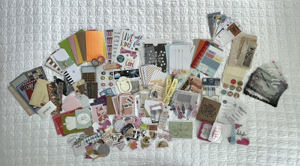 225+ pcs Lot Junk Journaling Scrapbooking Mixed Media Ephemera Destash