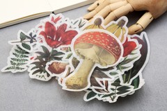 60pc botanical and mushroom Washi stickers | flower die-cut Stickers M02 TZB-L2