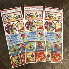 JUMBO 4 X 12″ BO BUNNY CARDSTOCK STICKERS SISTER SISTERS LOT OF 3