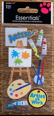 Keepsake Essentials Artist At Work Art Painting Paints Brush Easel 3D Stickers