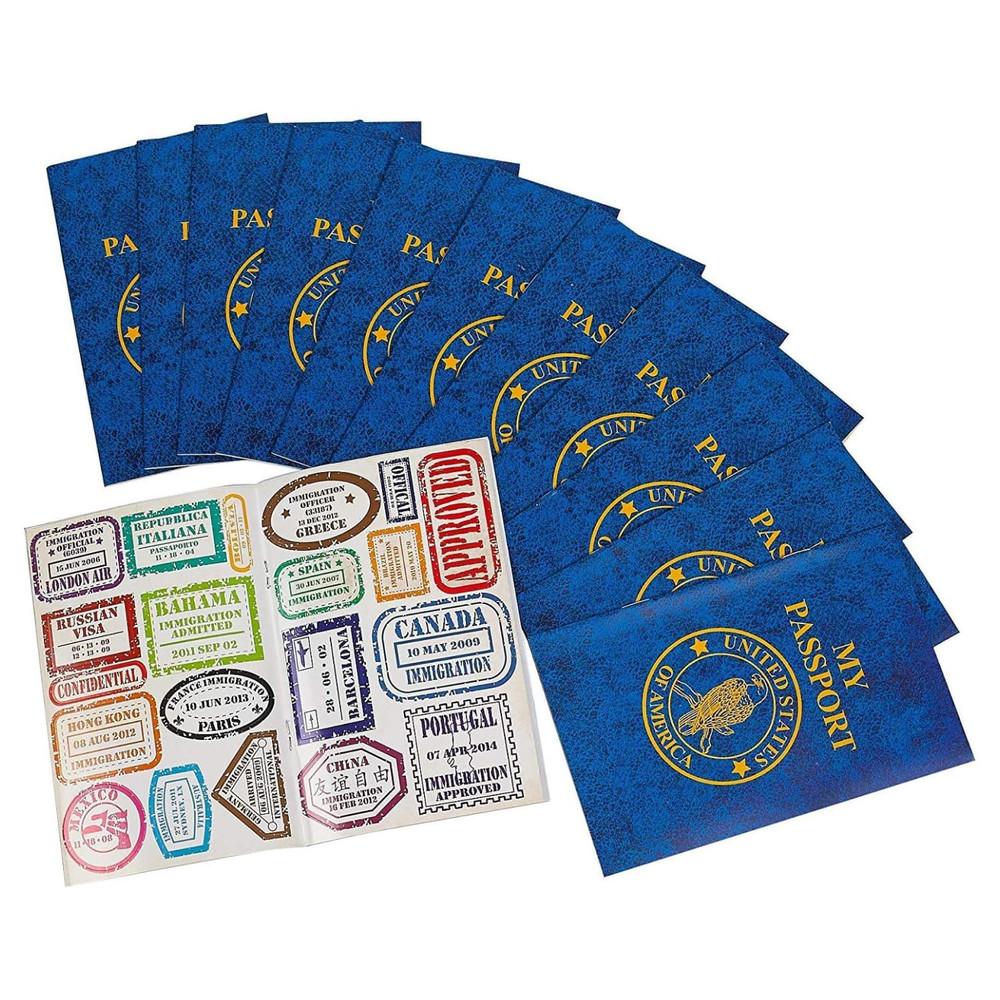 Passport Sticker Book for Boys and Girls 6In – 12 Pack Pad of Famous Places Moti
