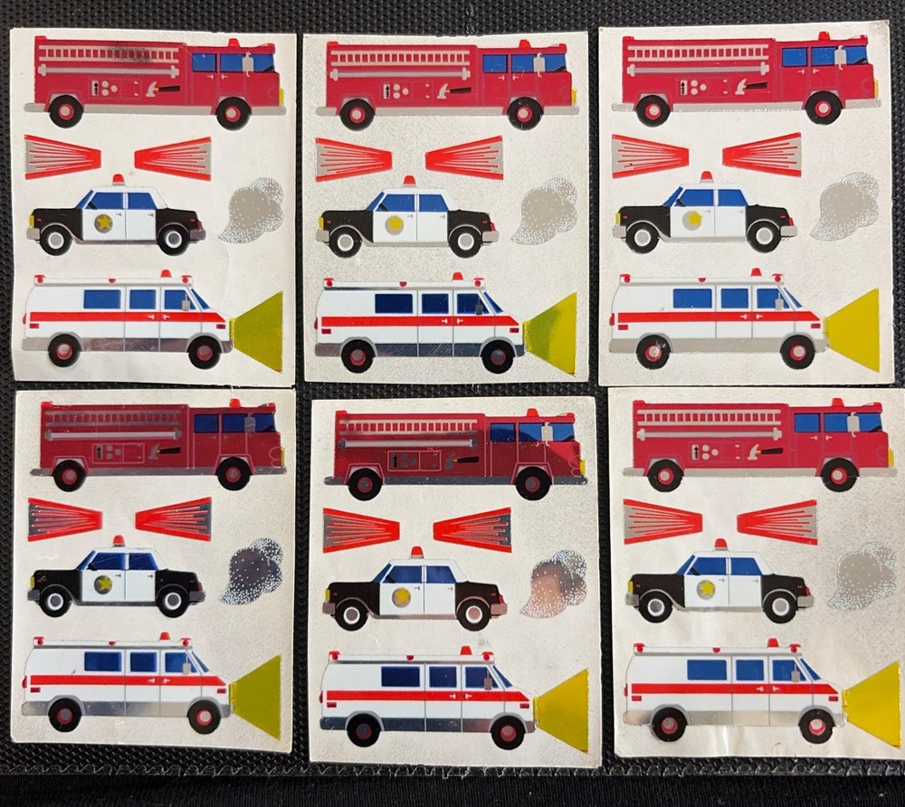 VINTAGE SANDYLION PRISM EMERGENCY VEHICLE STICKER LOT 4.25 SHIPS ALL
