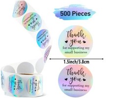 500Pcs Thank You for Supporting My Small Business Stickers Holographic Stickers