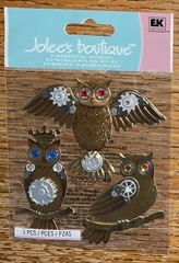 RARE Jolees ~ Steampunk Owls ~ On Branches With Gem Eyes Card Scrapbook Stickers