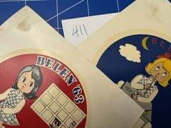 Lot 2 Rare Vintage Waterslide Type STICKER BELEN 63 ? 1963 Unknown Origin