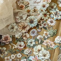 25Pcs Vintage Flowers Blooms Paper Stickers Journal Album Card Scrapbook Crafts