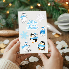 500Pcs Winter Foam Stickers – Snowflake, Snowman, Penguin, Bear Decals