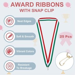 Award Neck Ribbons 25 Pack Polyester Medal Lanyards with Snap Clip Blank Awar…
