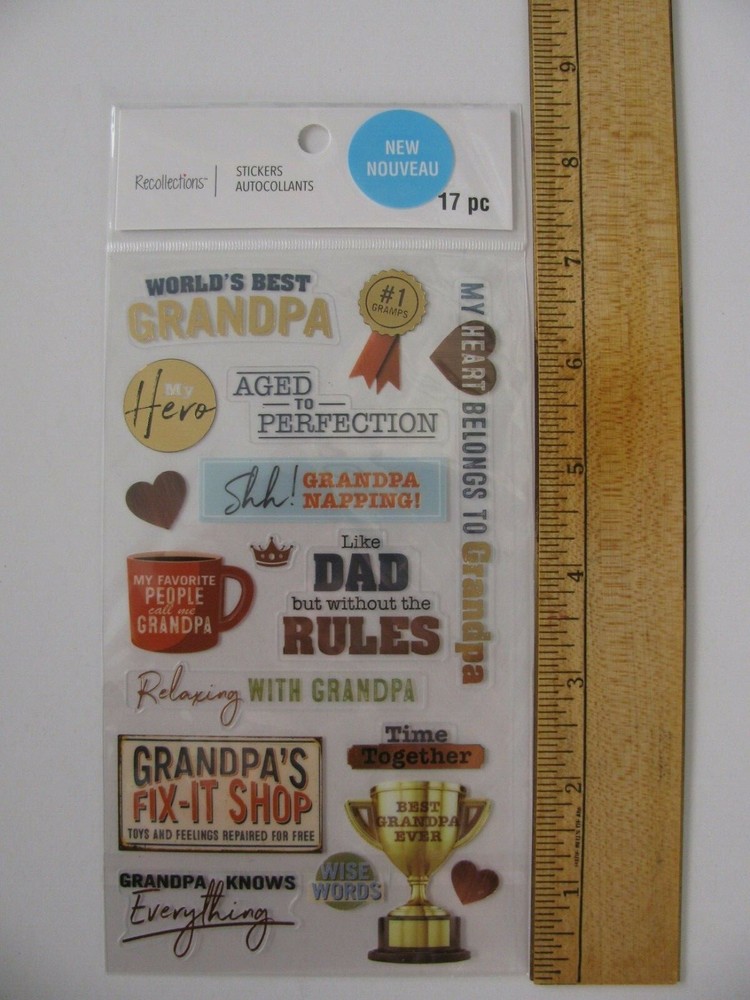 Recollections Stickers GRANDPA Family 17 Pieces NIP