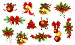 BEAUTIFUL CHRISTMAS TRADITIONAL VINTAGE-LOOK STICKERS SEALS #63 FAST SHIP!