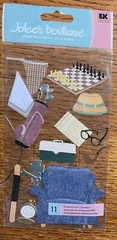 RARE Jolees Grandpa Lounge Chair Chess Golf Clubs Fishing Newspaper Glasses Pioe