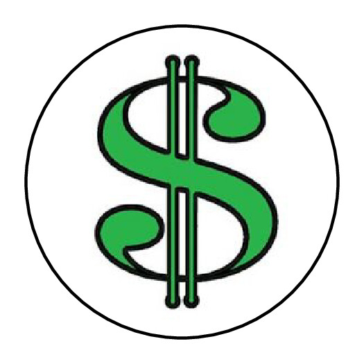 dollar sign, money stickers, labels, tags, envelope seals, cash