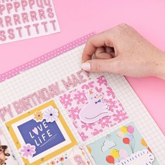 LIFE OF THE PARTY PINK GLITTER ALPHABET THICKERS (2) STICKER SHEETS scrapbooking