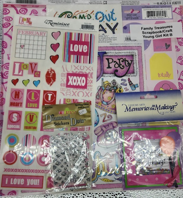 Scrapbook kit for young girl theme 12×12 paper, sticker, ebellishments Lot B