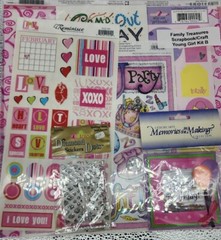 Scrapbook kit for young girl theme 12×12 paper, sticker, ebellishments Lot B