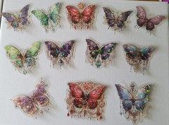(BLH24) Lot 24pc Holographic Transparent Butterfly Stickers Multiple Uses