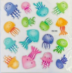 Happy Face Jellyfish Epoxy 3D Stickers Planner Supply Craft Scrapbook Sea Life
