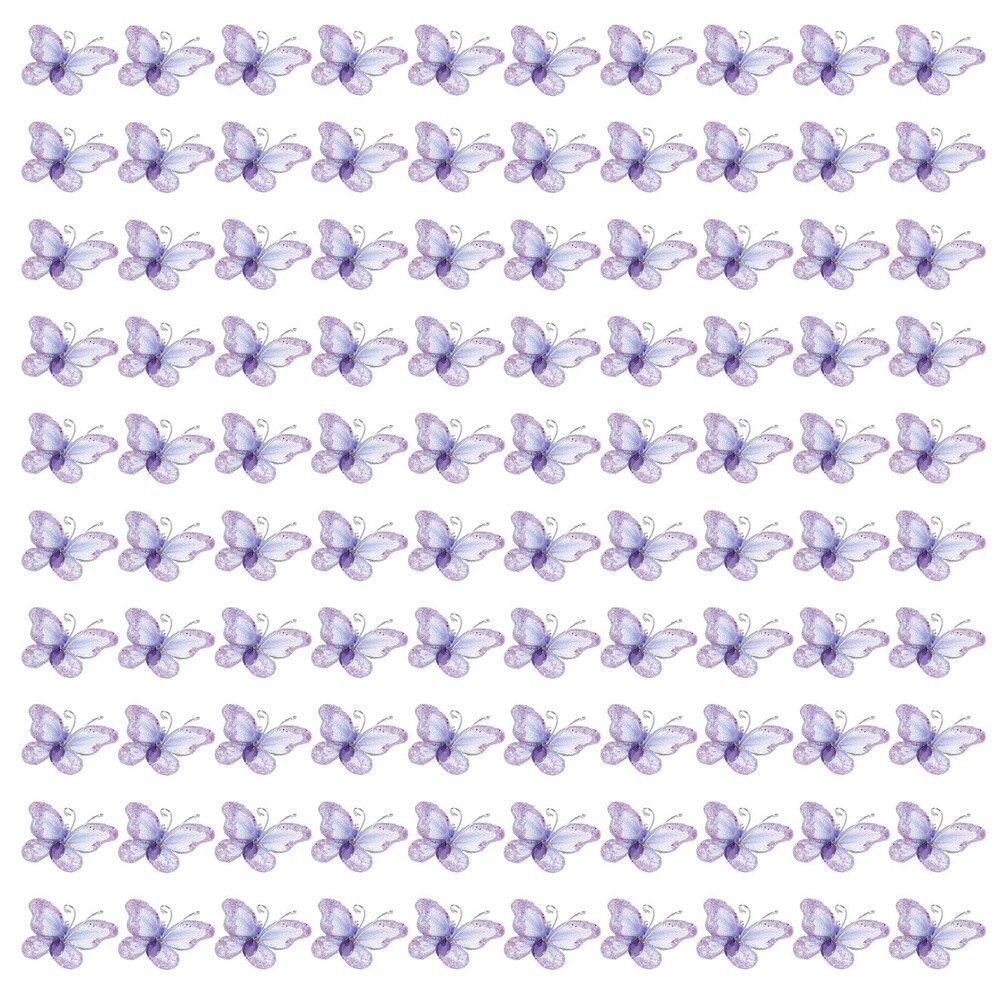 100Pcs Butterflies for Crafts, 1.2″ Organza Butterflies, Purple