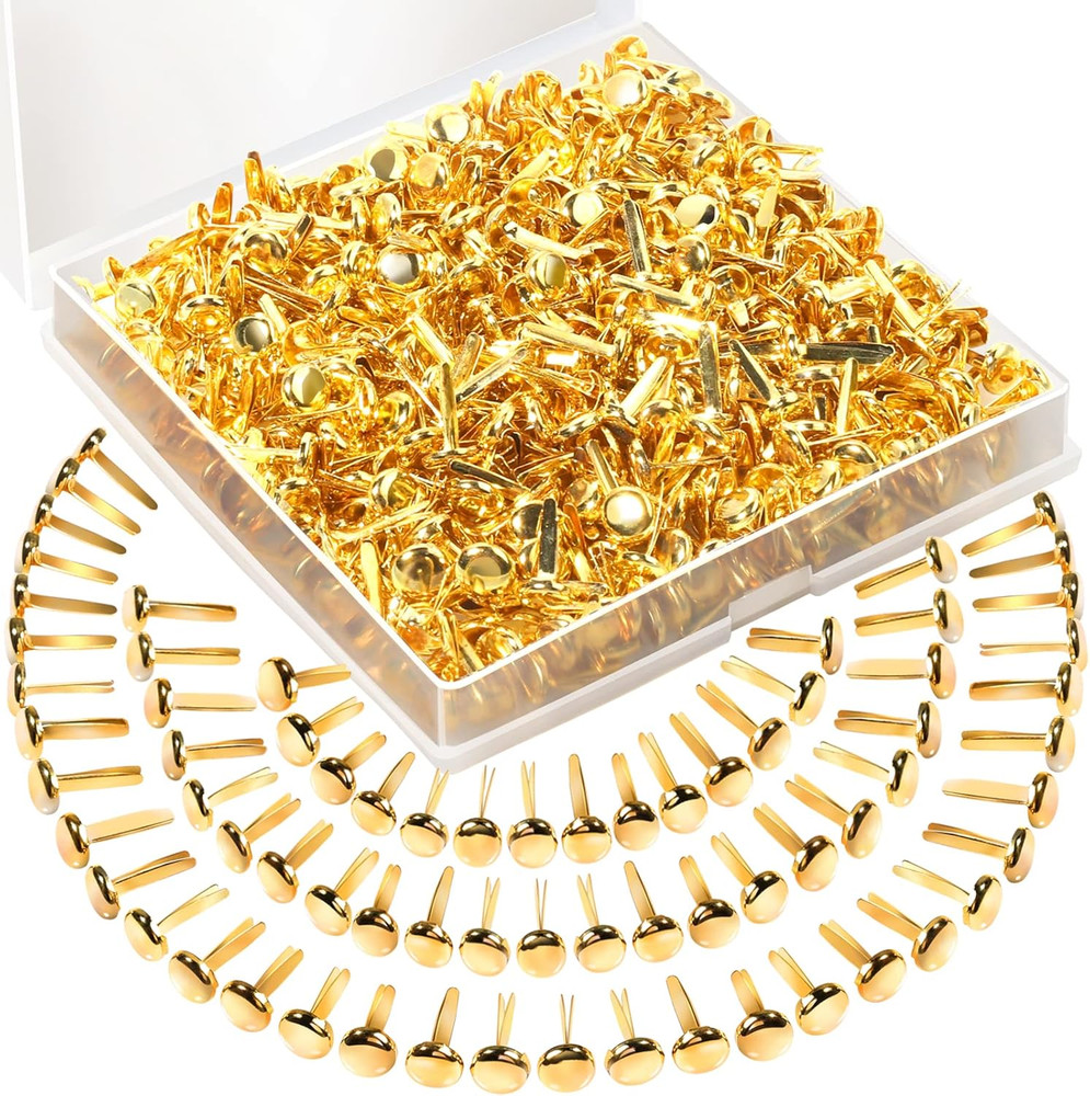 500PCS Brads for Paper Crafts, Mini Gold Paper Fasteners,Mini Brass Fasteners,Br