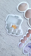 Vintage Food Stickers Breakfast Whole Eggs Vegetarian Meal Lot of 5 Pc Pcs