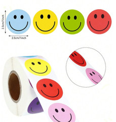 500pcs Roll Cute Face Reward Stickers – Self-Adhesive for Gifts & Sealing – NEW