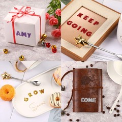 8 Colors Glitter Alphabet Letter Stickers for Grad Cap and Handicraft Art, Gl…