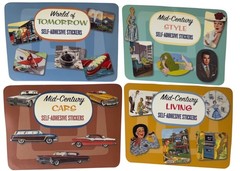 Laughing Elephant Vintage Sticker Lot Retro Mid-Century Style & Cars Set 2008