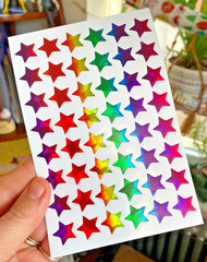 Lot Of 3 Prismatic Rainbow Star Sticker Sheets: Perfect for Planners!
